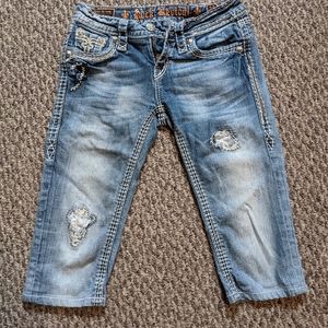 Rock revival capri denim jeans buckle